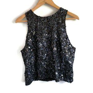 VTG Laurence Kazar Black Sleeveless Sequin Tank To